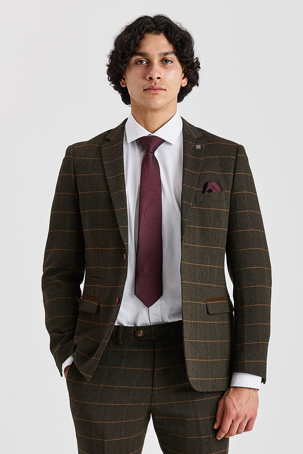 Harris - Zelen tvid blazer z vzorcem ribje kosti