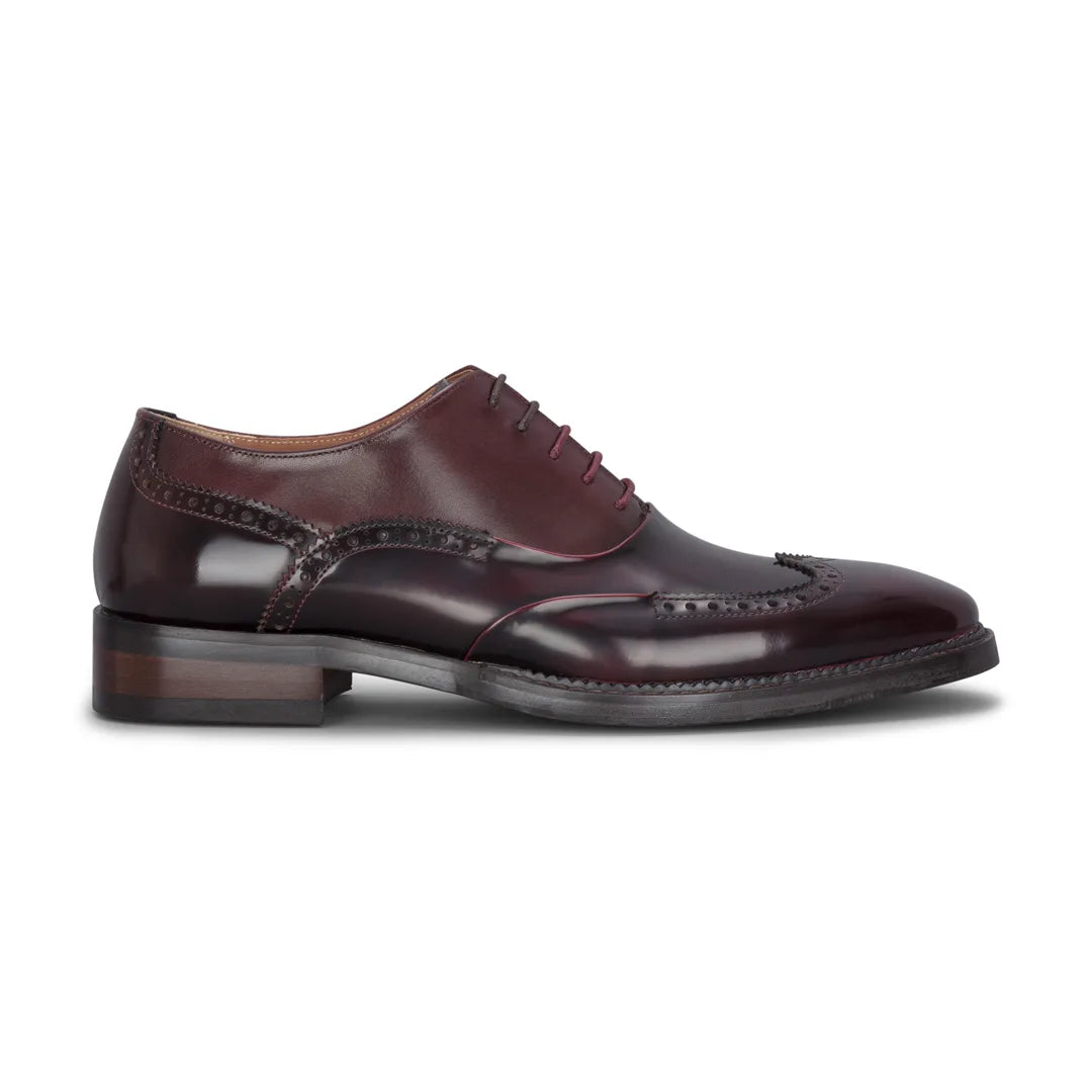 Harry - Moški vinsko rjavi lakirani čevlji brogue