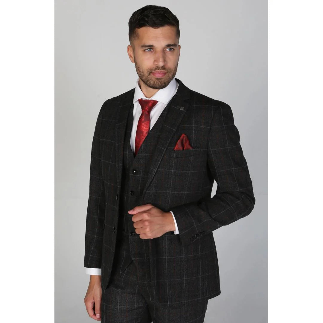 Harvey - Moški karo blazer v ogleni barvi
