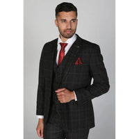 Harvey - Moški karo blazer v ogleni barvi