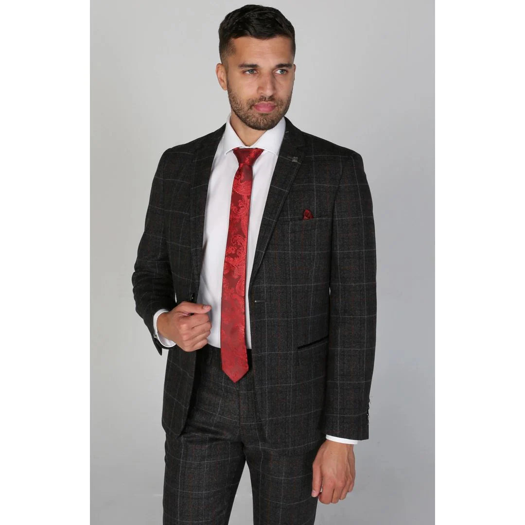 Harvey - Moški karo blazer v ogleni barvi