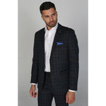 Harvey - Moški mornarsko moder karo blazer