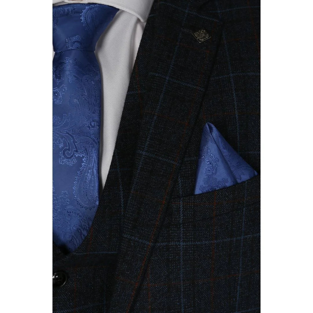 Harvey - Moški mornarsko moder karo blazer