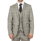 Hode - Moški rjav karoiran blazer krojenega kroja