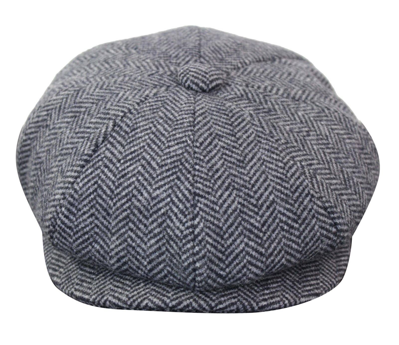 HT6316 - Moška kapa Peaky Blinders z vzorcem ribje kosti in tvidom