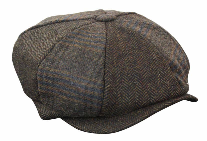 HT6325 - Moški 8-delni klobuk Newsboy z vzorcem ribje kosti in tvidom