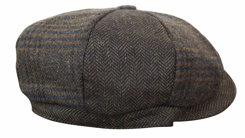 HT6325 - Moški 8-delni klobuk Newsboy z vzorcem ribje kosti in tvidom