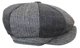 HT6325 - Moški 8-delni klobuk Newsboy z vzorcem ribje kosti in tvidom