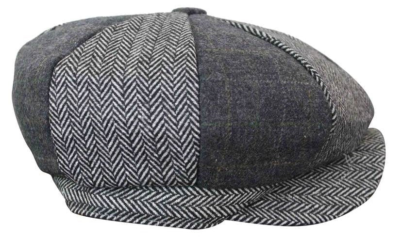 HT6325 - Moški 8-delni klobuk Newsboy z vzorcem ribje kosti in tvidom