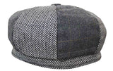 HT6325 - Moški 8-delni klobuk Newsboy z vzorcem ribje kosti in tvidom