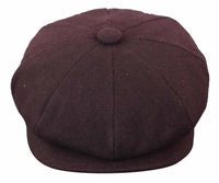 HT6363 - Moška vintage tweed kapa Newsboy Peaky Blinders - rjava/vinska