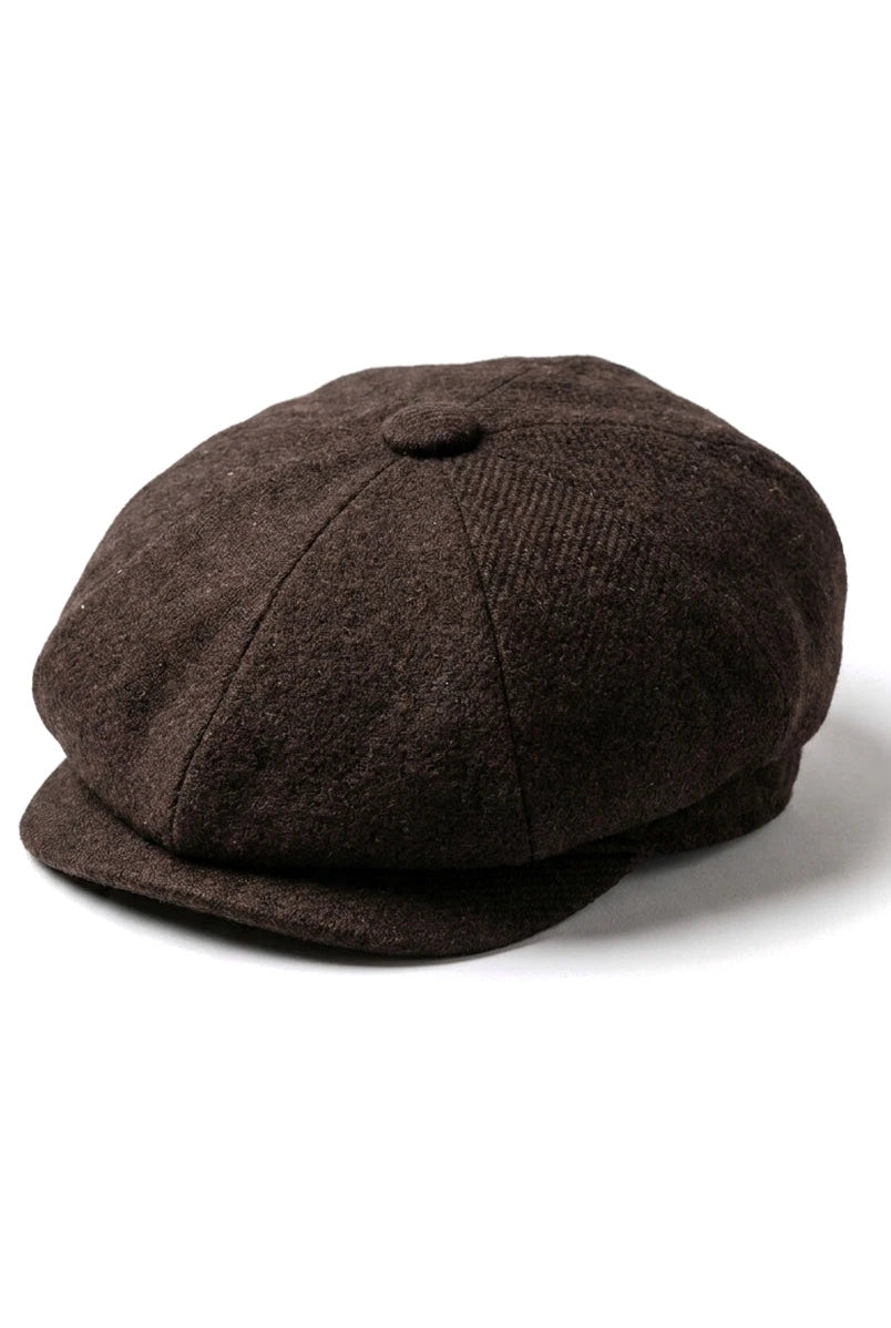 HT6363 - Moška vintage tweed kapa Newsboy Peaky Blinders - rjava/vinska