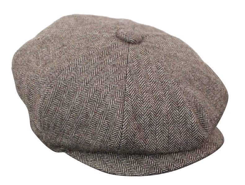 HT6364 - Moška kapa Newsboy Peaky Blinders z vzorcem ribje kosti in tvidom
