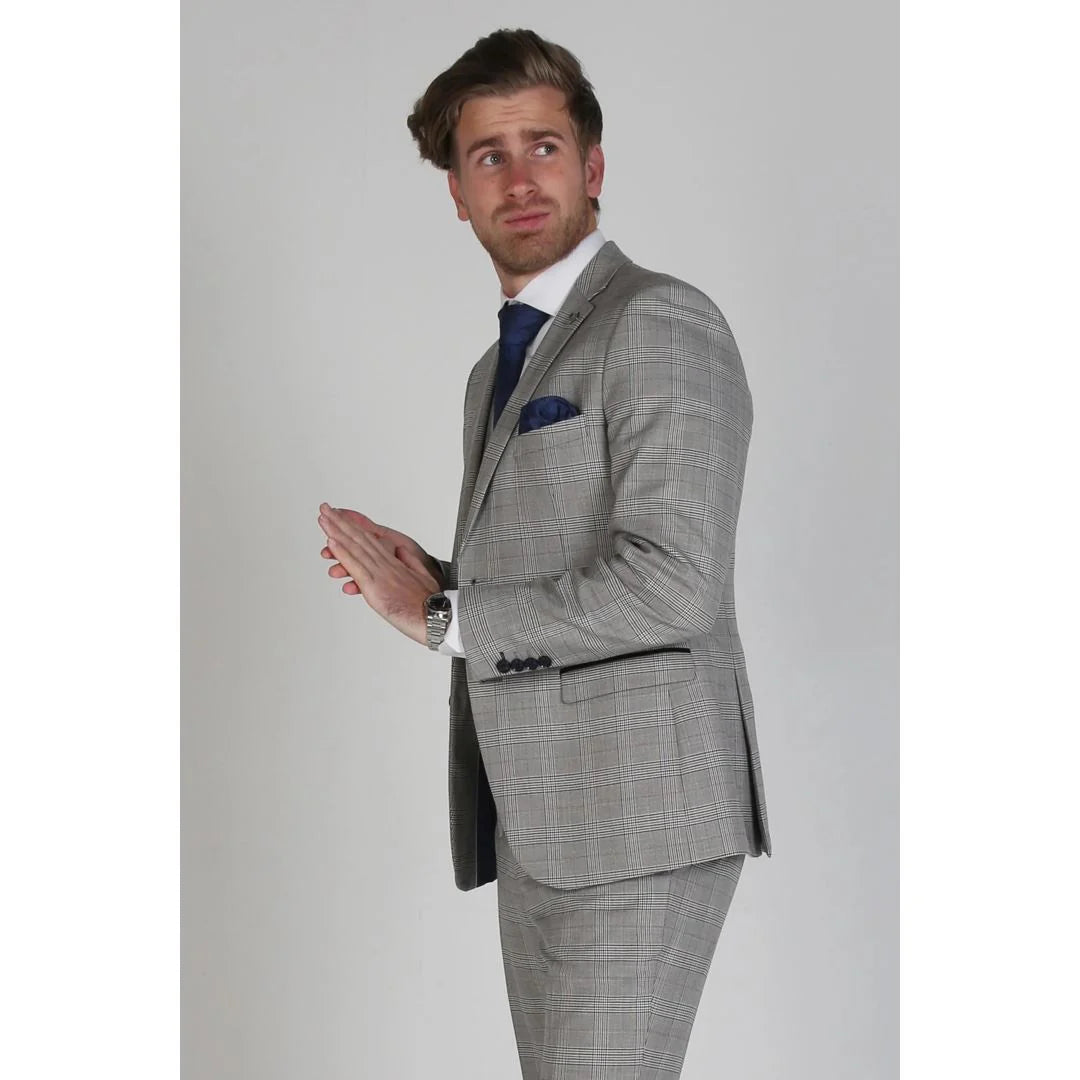 Hugo - Moški karo siv blazer