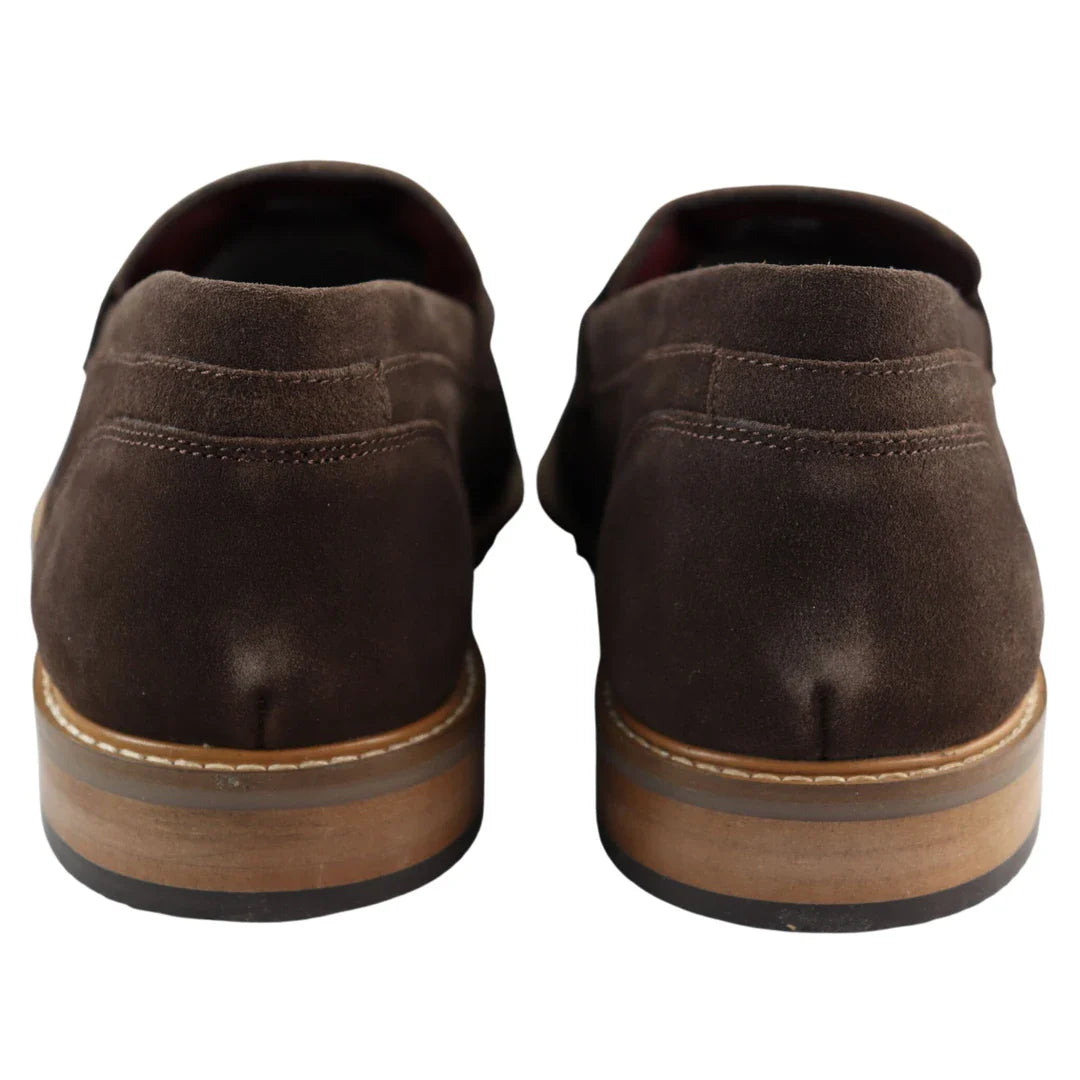 Moški čevlji brez rokavov iz pravega semiša, rjavi, elegantni, klasični, udobni