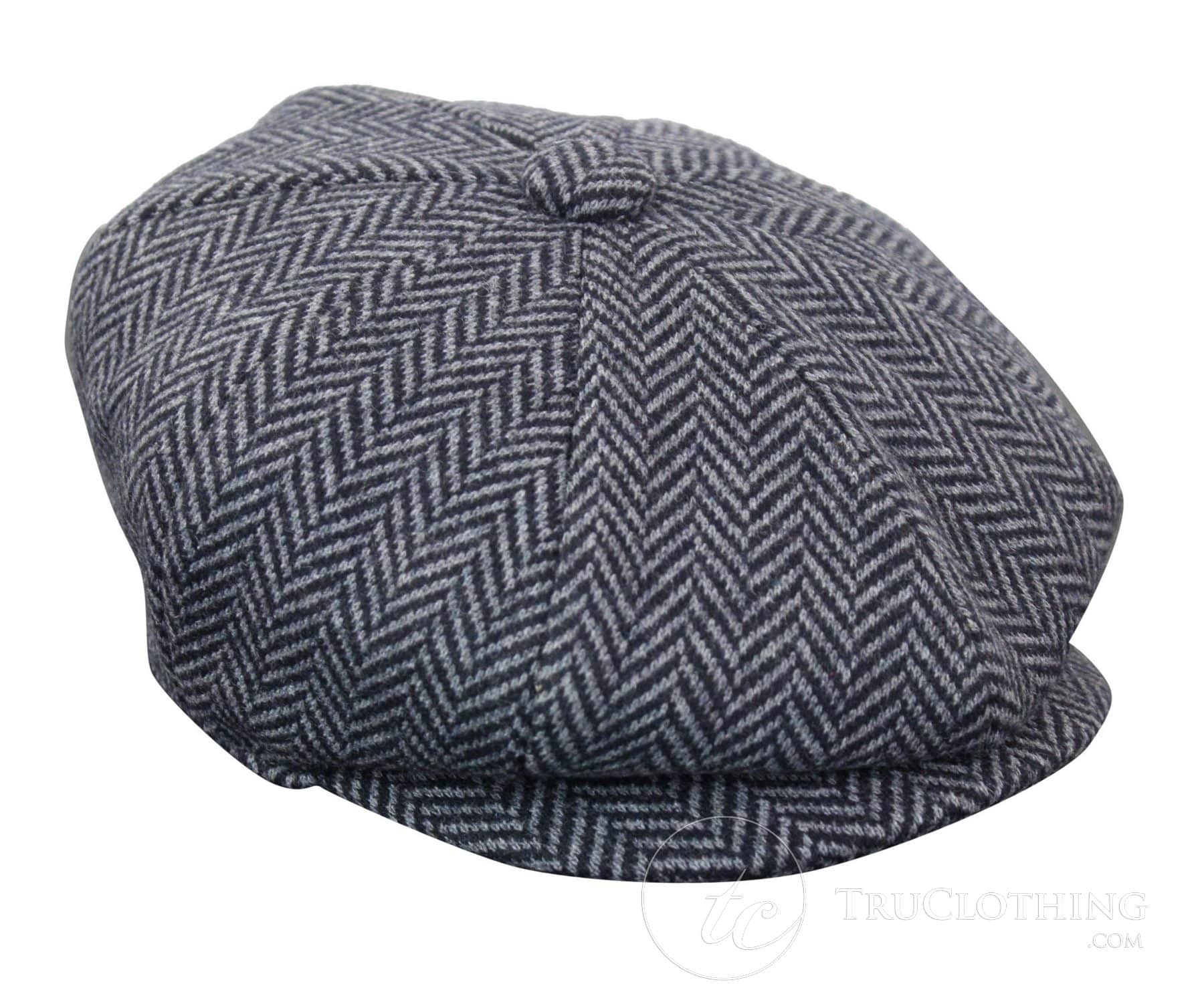 Otroška kapa Peaky Blinders Newsboy Tweed z 8 paneli in vzorcem ribje kosti