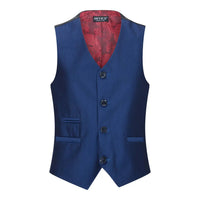 Fantovska 3-delna sijoča modra poročna obleka, krojena, elegantna, formalna