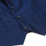 Fantovska 3-delna sijoča modra poročna obleka, krojena, elegantna, formalna