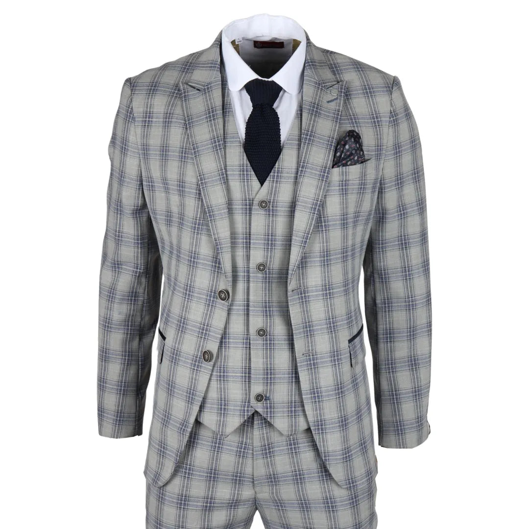 Vitez - moški sivo moder karirasti blazer