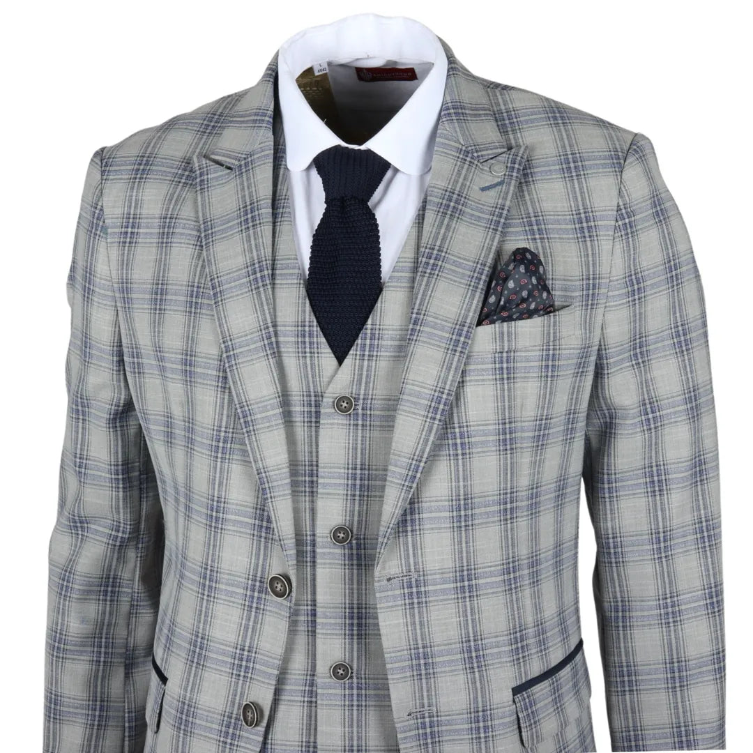 Vitez - moški sivo moder karirasti blazer