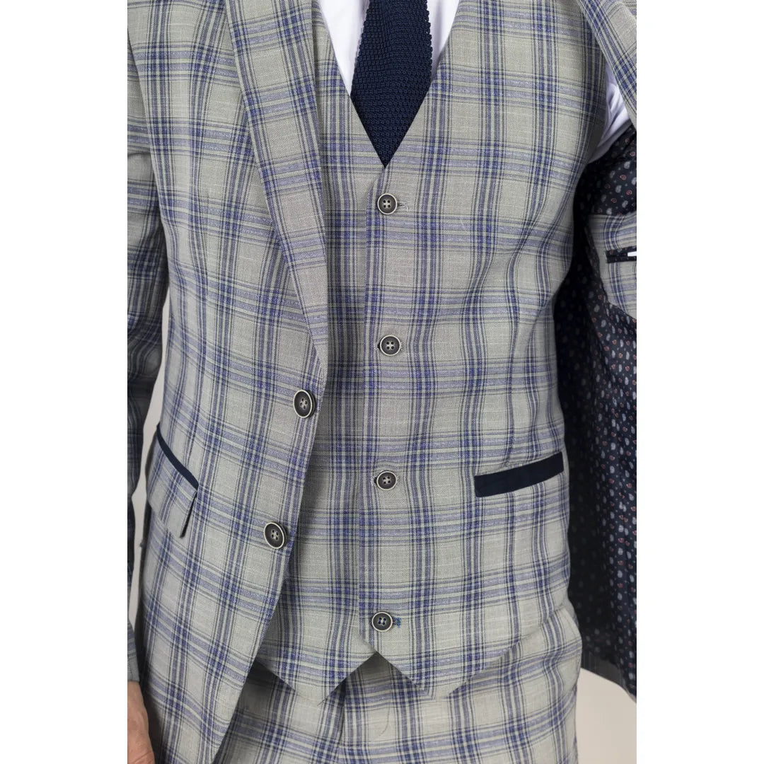 Vitez - moški sivo moder karirasti blazer