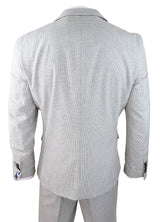 Moška 3-delna svetlo siva črna karo obleka, krojen kroj, retro vintage, klasičen, elegantni