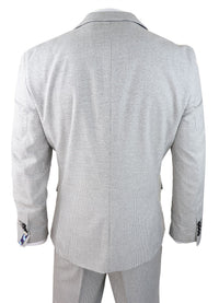 Moška 3-delna svetlo siva črna karo obleka, krojen kroj, retro vintage, klasičen, elegantni