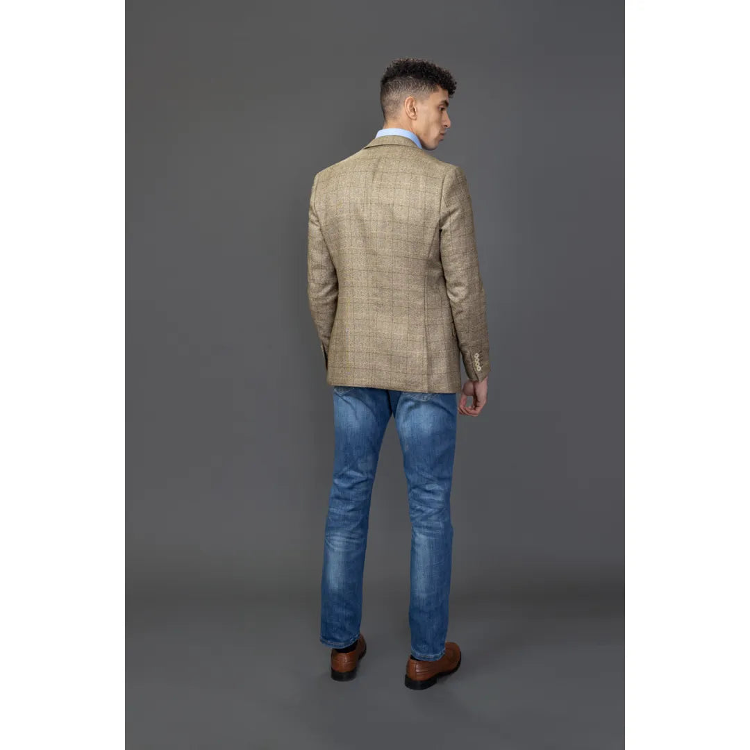 Liam - Moški rjav karo blazer