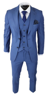 Moška klasična svetlo modra 3-delna obleka slim fit vintage retro elegantna formalna poroka