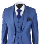 Moška klasična svetlo modra 3-delna obleka slim fit vintage retro elegantna formalna poroka