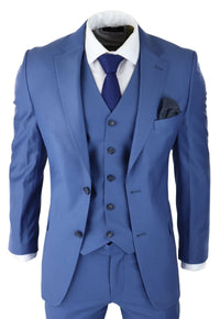 Moška klasična svetlo modra 3-delna obleka slim fit vintage retro elegantna formalna poroka