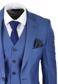 Moška klasična svetlo modra 3-delna obleka slim fit vintage retro elegantna formalna poroka
