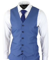 Moška klasična svetlo modra 3-delna obleka slim fit vintage retro elegantna formalna poroka