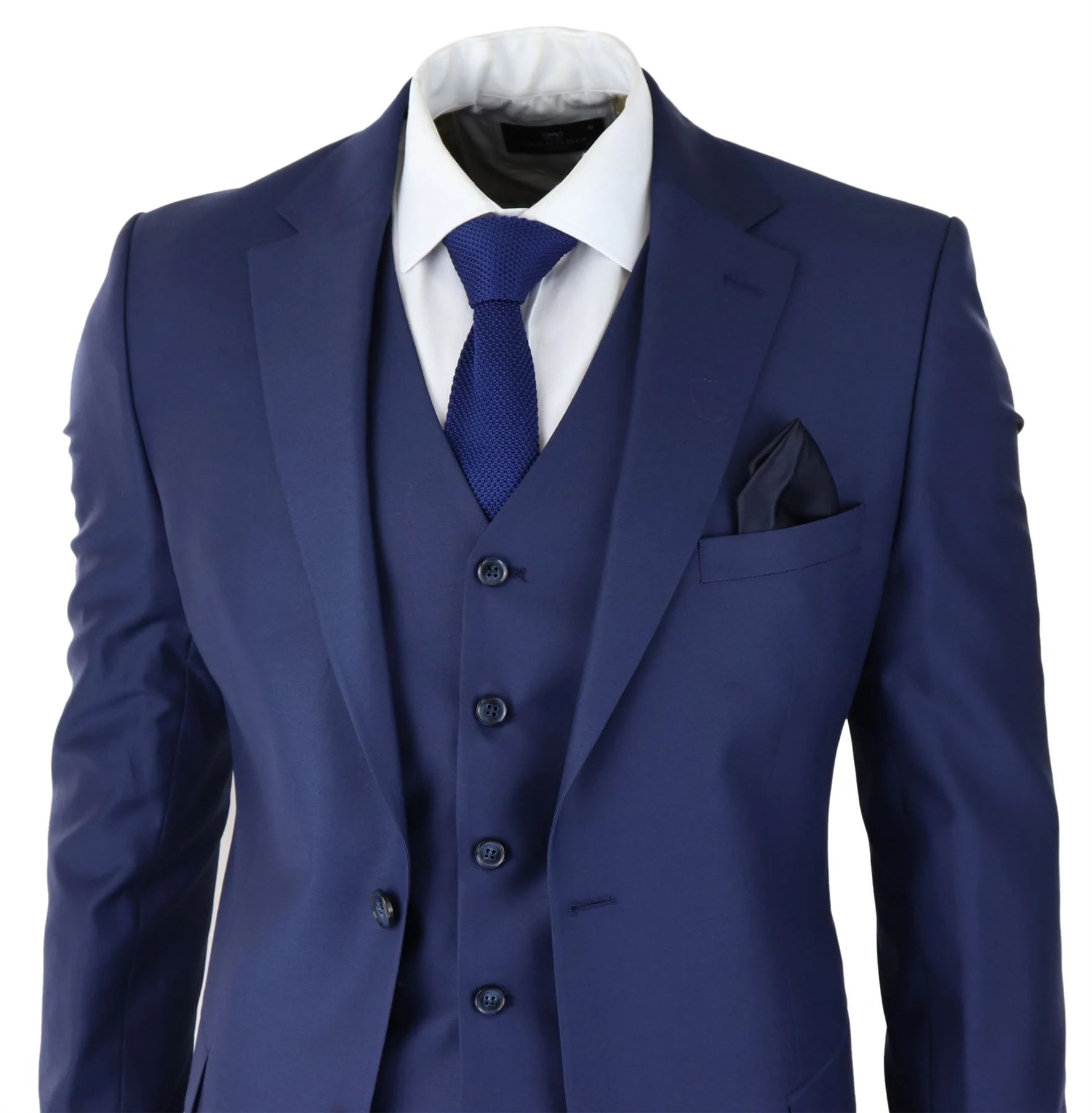 Moška klasična temno modra 3-delna obleka slim fit vintage retro elegantna formalna poroka
