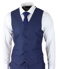 Moška klasična temno modra 3-delna obleka slim fit vintage retro elegantna formalna poroka