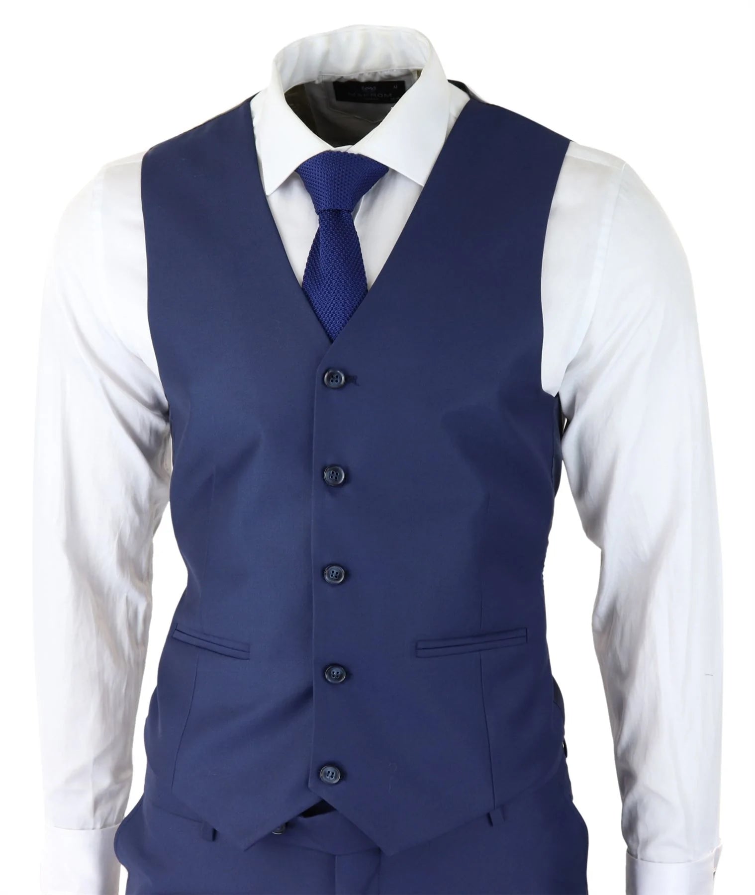 Moška klasična temno modra 3-delna obleka slim fit vintage retro elegantna formalna poroka