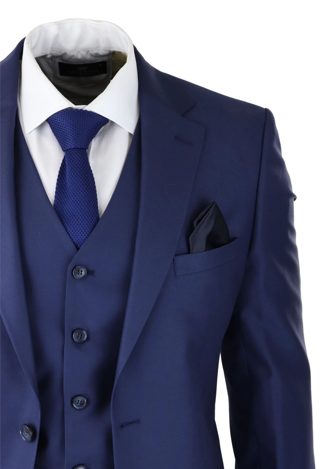 Moška klasična temno modra 3-delna obleka slim fit vintage retro elegantna formalna poroka
