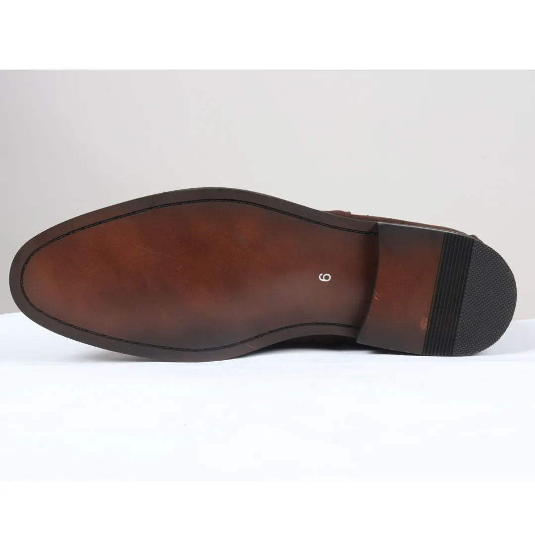 Moški čevlji Chelsea s podlogo iz rjavega semiša in usnja