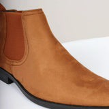 Moški brezrokavniki Chelsea škornji iz rjavega semiša in usnja