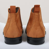Moški brezrokavniki Chelsea škornji iz rjavega semiša in usnja