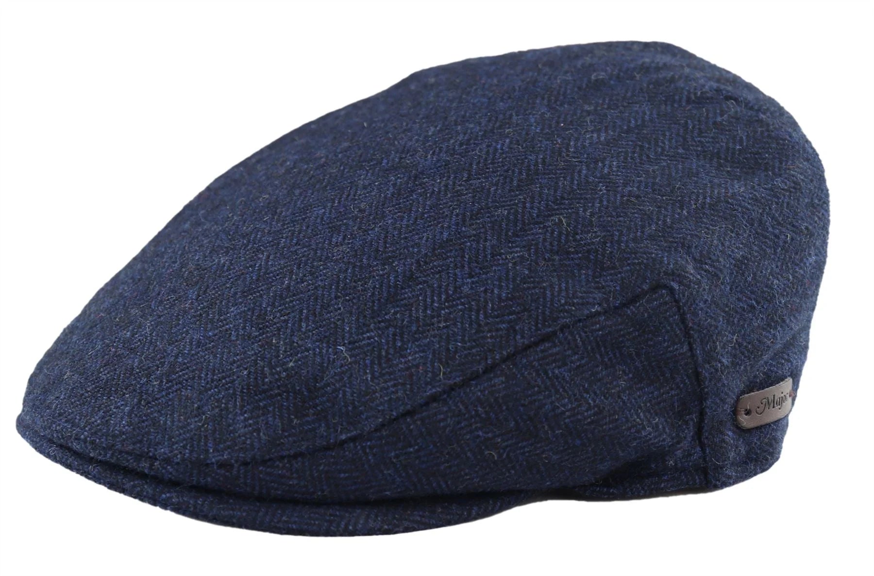 Moška ravna kapa iz volne, mornarsko modrega tvida z vzorcem ribje kosti, klasična unisex kapa iz 20. let prejšnjega stoletja, Del Boy