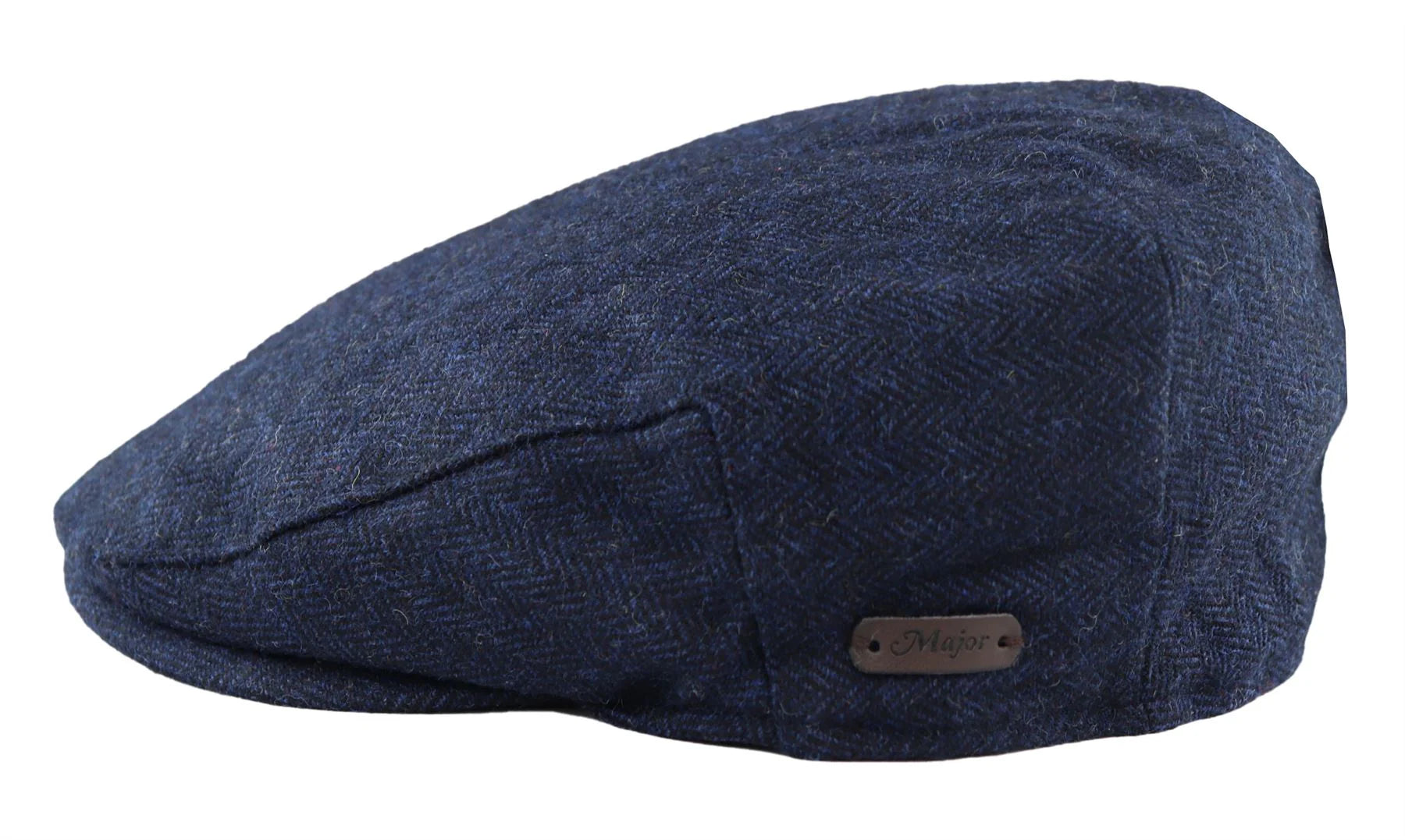 Moška ravna kapa iz volne, mornarsko modrega tvida z vzorcem ribje kosti, klasična unisex kapa iz 20. let prejšnjega stoletja, Del Boy