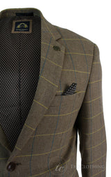 Moški vintage blazer suknjič iz tvida z vzorcem ribje kosti, sivo-oglje, oprijet, hrastov