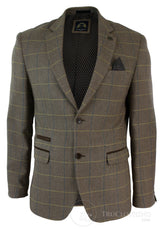 Moški vintage blazer suknjič iz tvida z vzorcem ribje kosti, sivo-oglje, oprijet, hrastov