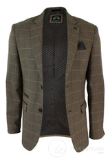 Moški vintage blazer suknjič iz tvida z vzorcem ribje kosti, sivo-oglje, oprijet, hrastov