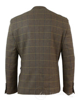 Moški vintage blazer suknjič iz tvida z vzorcem ribje kosti, sivo-oglje, oprijet, hrastov