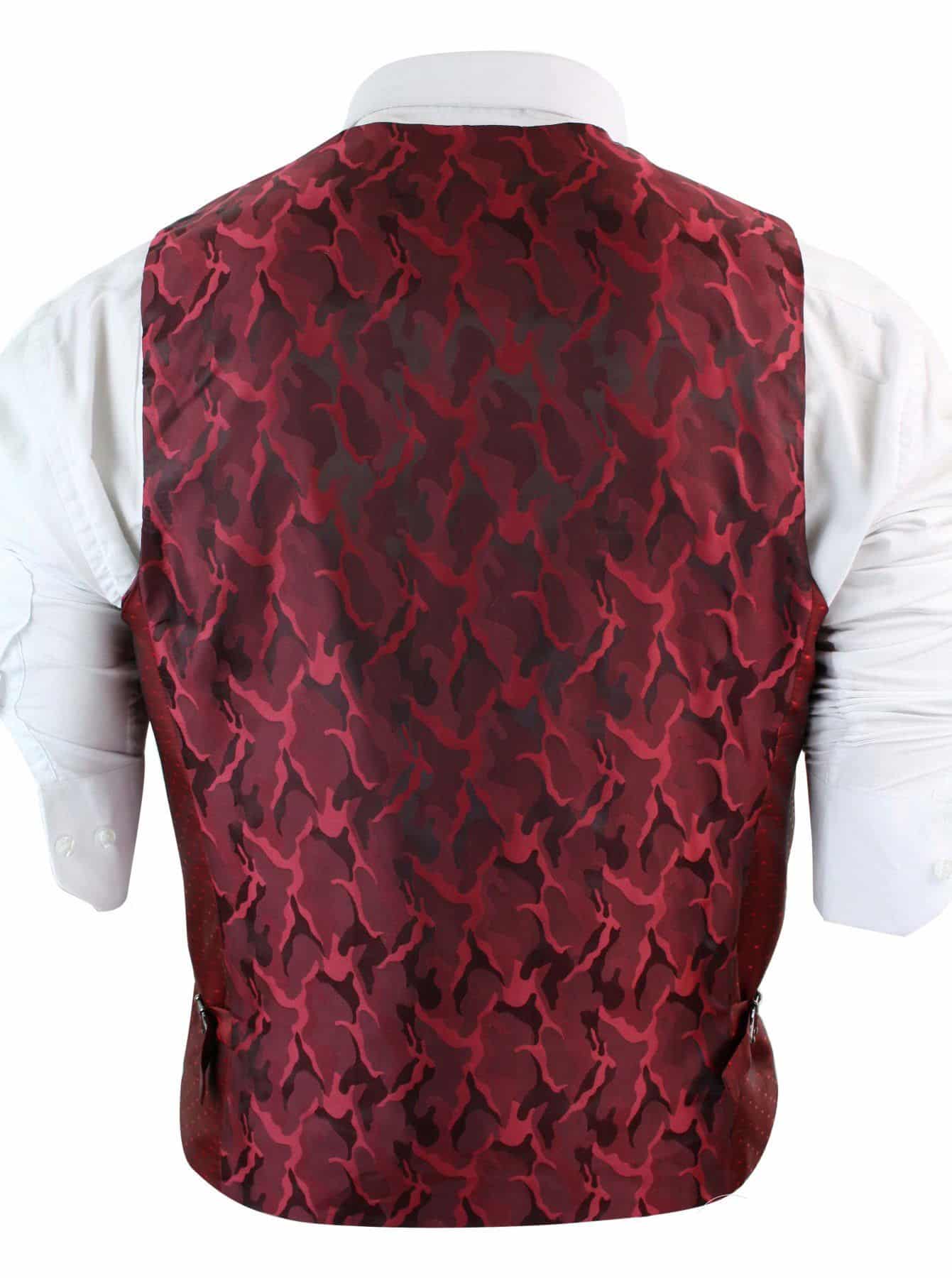 Moški dvoredni filcani tvidni vintage retro klasičen telovnik slim fit ribjo kostjo - Melton DBC vino