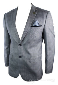 Moški tvid vintage retro siv karirasti blazer z našitki na komolcu, črne barve, krojen