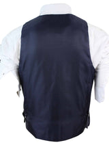 Moški sivo moder tvid slim fit debel telovnik z vzorcem ribje kosti, elegantno-ležerni