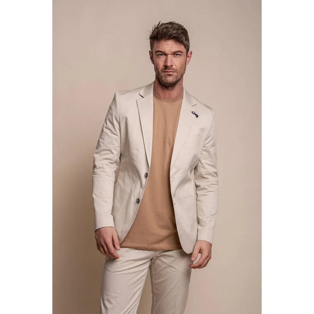 Mario - Moški poletni bež oprijet blazer